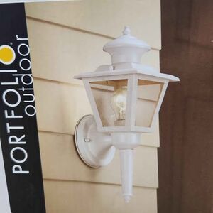 New in box Portfolio White Outdoor Wall Lantern #0255323